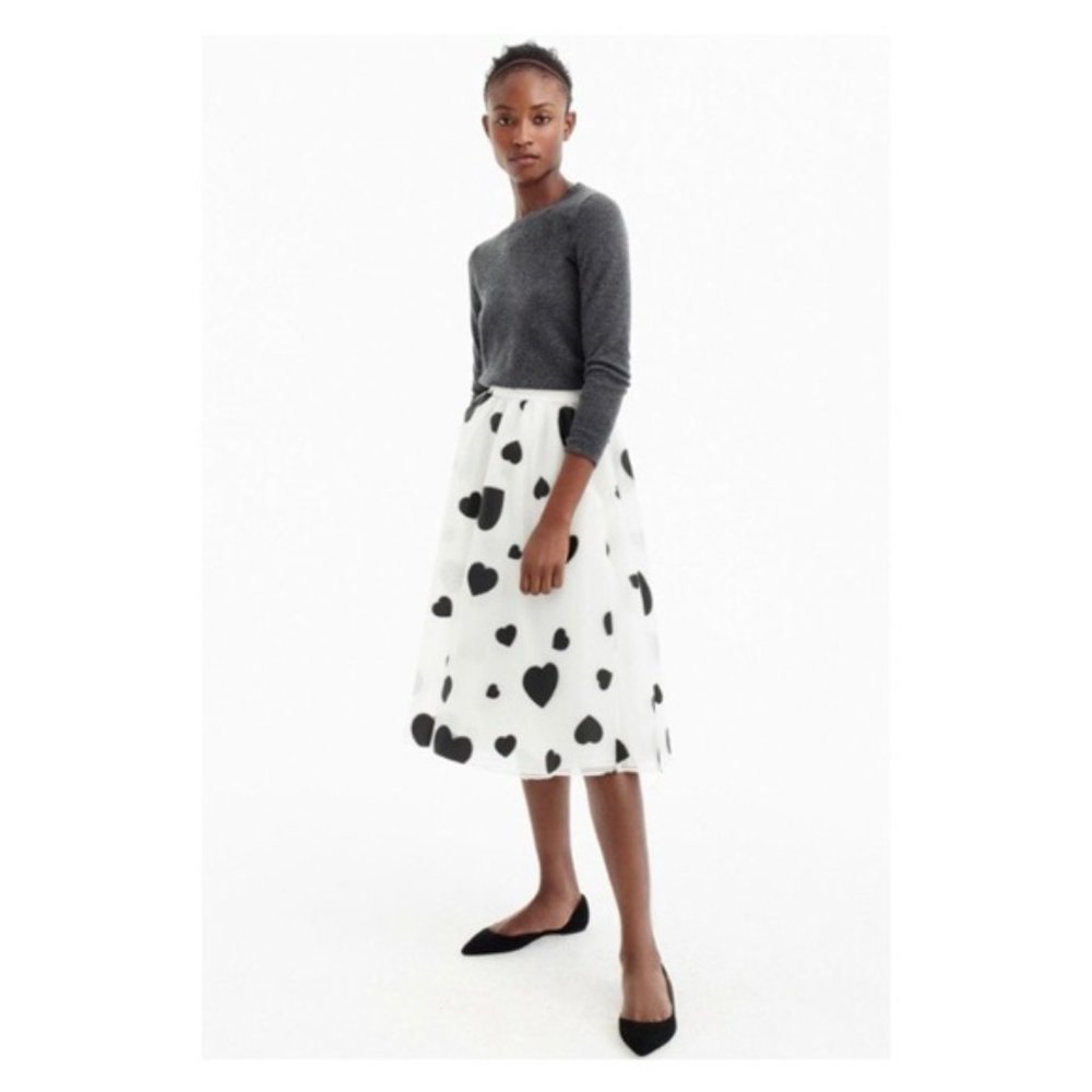 J Crew Organza Skirt In Heart Print Size 6 A-Line